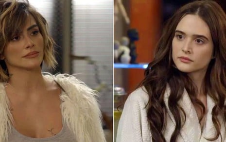 Betina (Cleo) e Marocas (Juliana Paiva) vão se enfrentar em cena de O Tempo Não Para - Reprodução/TV Globo