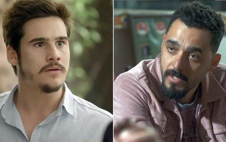 Samuca (Nicolas Prattes) e Barão (Rui Ricardo Diaz) vão se enfrentar em cena de O Tempo Não Para - Reprodução/TV Globo