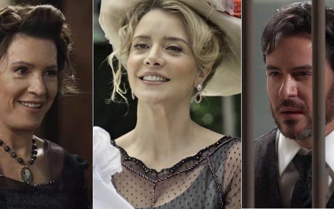 Lady Margareth (Natália do Vale), Josephine (Christine Fernandes) e Xavier (Ricardo Tozzi) em Orgulho e Paixão - Reprodução/TV Globo