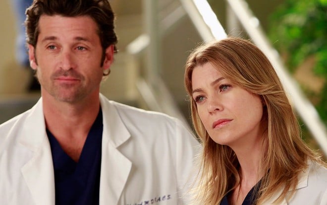 Os atores Patrick Dempsey e Ellen Pompeo em cena da nona temporada de Grey's Anatomy