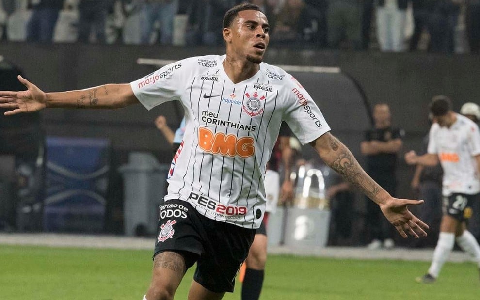 O atacante Gustavo comemora gol do Corinthians na Copa Sul-Americana; torneio é exclusivo do DAZN - DIVULGAÇÃO/AGÊNCIA CORINTHIANS