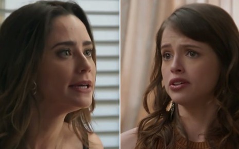 Fernanda Vasconcellos (Bruna) e Agatha Moreira (Camila) em cenas de Haja Coração - Reprodução/TV Globo