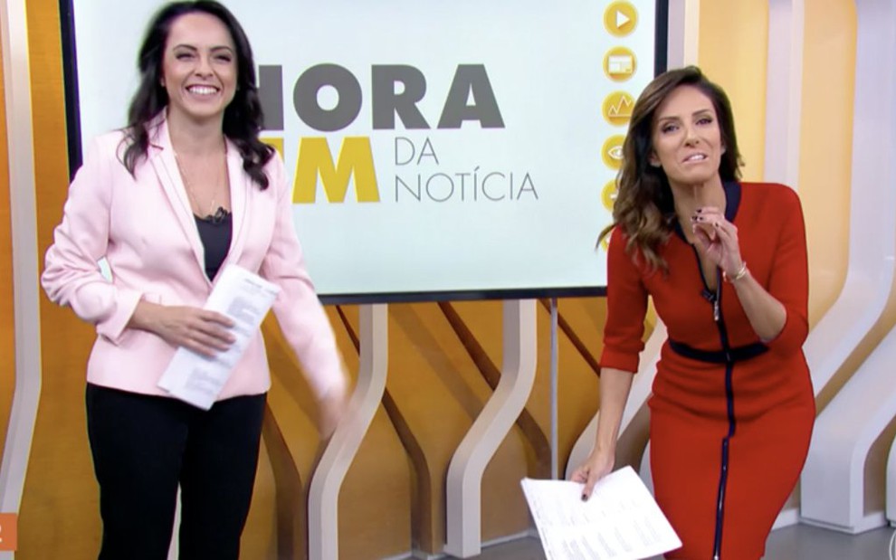 Izabella Camargo e Monalisa Perrone se divertem na reestreia do Hora 1: bom humor às 4h12 - Reprodução/TV Globo