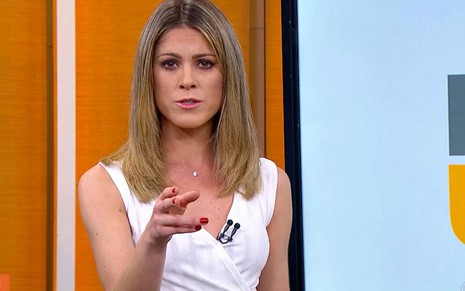 Jacqueline Brazil no Hora 1 da última quinta-feira: jornalista suspendeu férias a pedido da chefia - Imagens: Reprodução/TV Globo