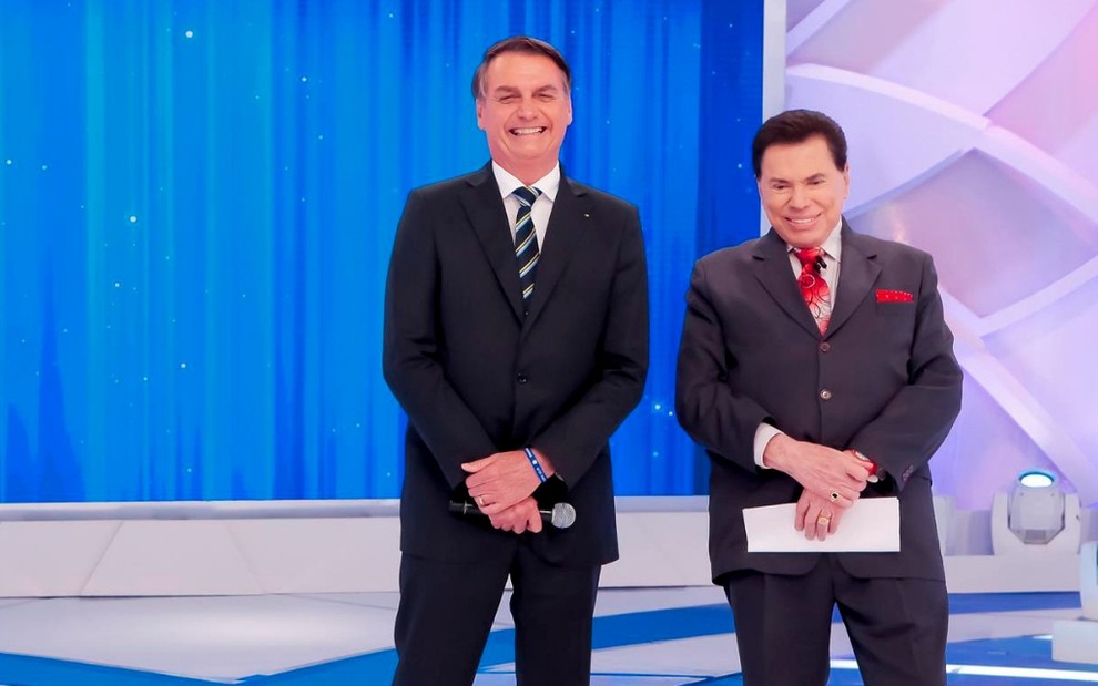 O presidente Jair Bolsonaro e o apresentador Silvio Santos no programa de ontem (5): recorde do ano - Lourival Ribeiro/SBT