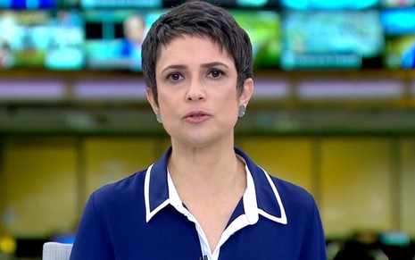 A apresentadora Sandra Annenberg na edição de sexta (30) do Jornal Hoje, que perdeu para a Record - Reprodução/Globo