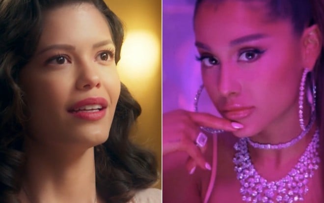 Em uma das histórias criadas por fãs de Espelho da Vida, a mocinha é uma mistura de Cris/Julia e Ariana Grande - Reprodução/TV Globo/Divulgação