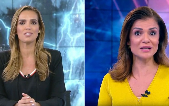 Karyn Bravo e Analice Nicolau no telejornal SBT Notícias: demitidas por causa de mudanças na grade - Fotos: Reprodução/SBT