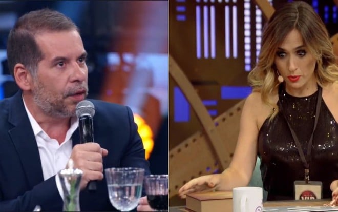 O humorista Leandro Hassum no Domingão do Faustão em janeiro e Tatá Werneck no Lady Night - REPRODUÇÃO/TV GLOBO