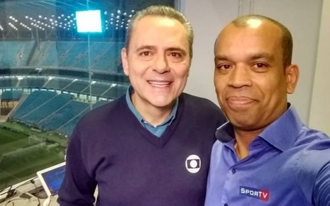 Luiz Alano (à dir.) anunciou sua saída do Grupo Globo; o ex-colega Luis Roberto desejou sucesso - REPRODUÇÃO/INSTAGRAM