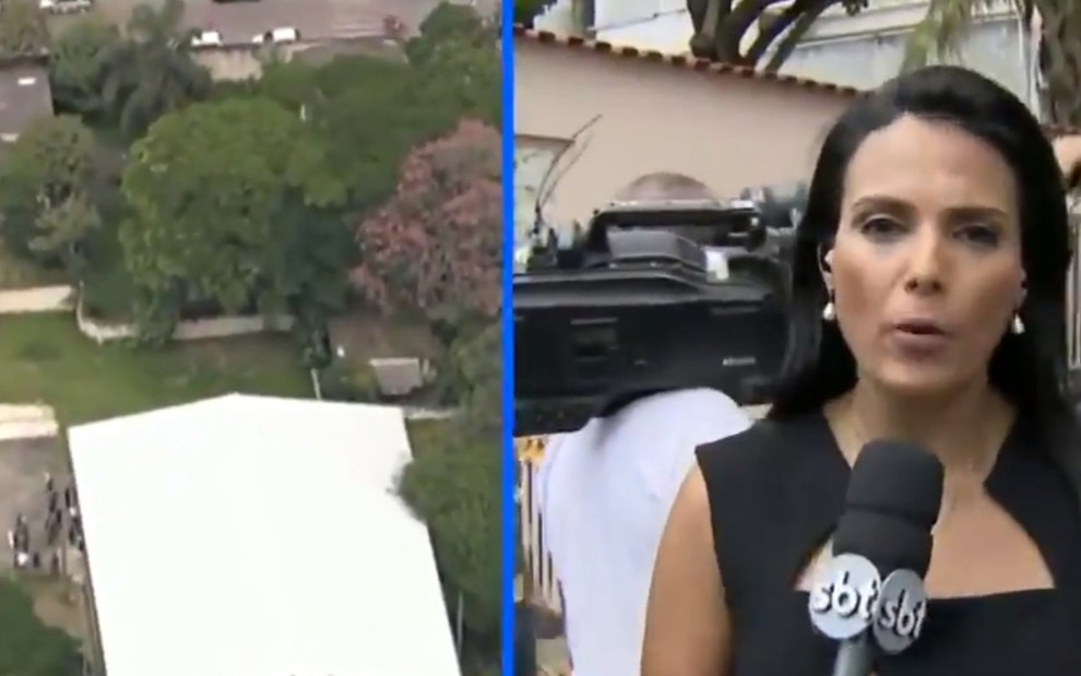 A repórter Márcia Dantas fez entradas ao vivo no Primeiro Impacto durante a cobertura do tiroteio - REPRODUÇÃO/SBT