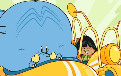 O menino Yuri e o elefante Golias são os protagonistas da animação infantil Meu Amigãozão - Reprodução/Discovery Kids