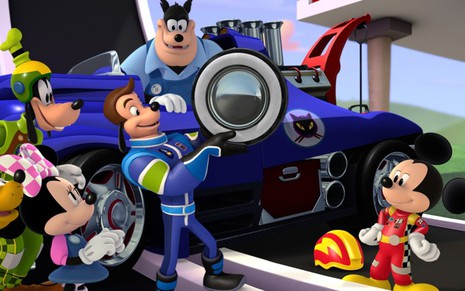Personagens como Pluto, Minnie e Pateta estão na animação Mickey - Aventuras Sobre Rodas - Divulgação/Disney Junior