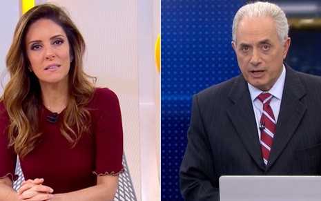 Monalisa Perrone, ex-apresentadora do Hora 1, e William Waack, que ancorava o Jornal da Globo