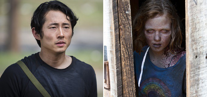 Steven Yeun e Madison Lintz em Walking Dead: mortes desencadearam períodos de tristeza - Fotos: Divulgação/AMC