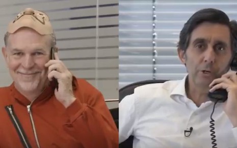 Reed Hastings (à esq.), da Netflix, e José María Álvarez-Pallete López, da Telefónica, em vídeo da parceria - Reprodução/Twitter