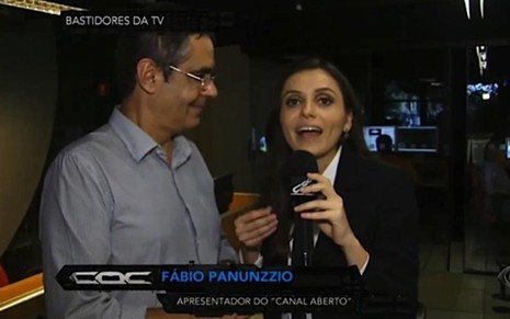 Legenda do CQC identifica Fábio Panunzzio como apresentador do Canal Aberto; o certo é Canal Livre - Reprodução da TV