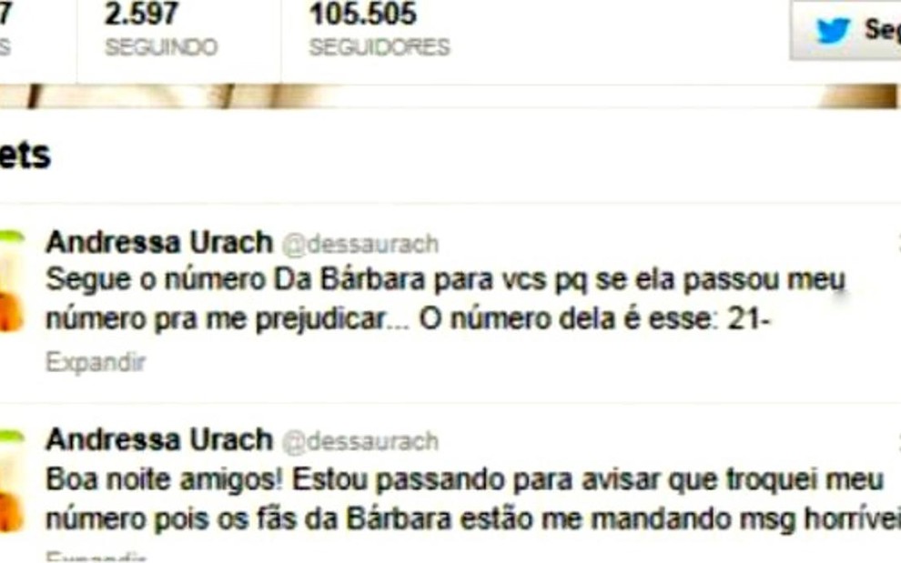 Andressa Urach deu segmento no Twitter aos desententimentos que teve em cativeiro com Bárbara Evans - Reprodução
