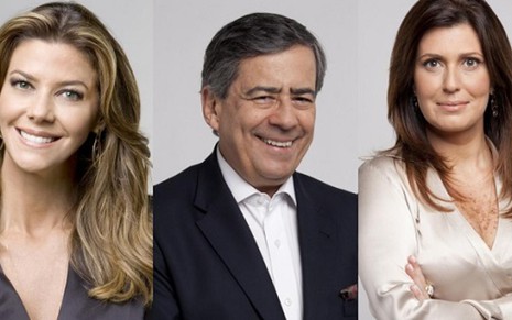 Fabiana Scaranzi, Paulo Henrique Amorim e Janine Borba, apresentadores do Domingo Espetacular - Divulgação/TV Record