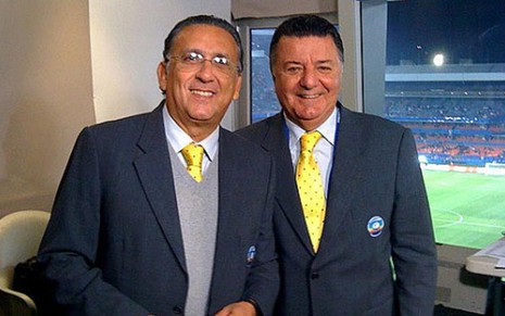 Galvão Bueno e Arnaldo Cezar Coelho durante intervalo de transmissão do jogo do Brasil - Reprodução/Flickr