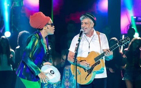 Carlinhos Brown e Lulu Santos cantam Sábado à Noite no palco do The Voice Brasil, da Globo - Isabella Pinheiro/TV Globo