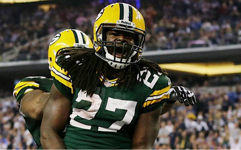 Eddie Lacy comemora seu touchdown para o Green Bay Packers em jogo no último domingo, em Dallas (Texas) - Tony Gutierrez/AP/NFL