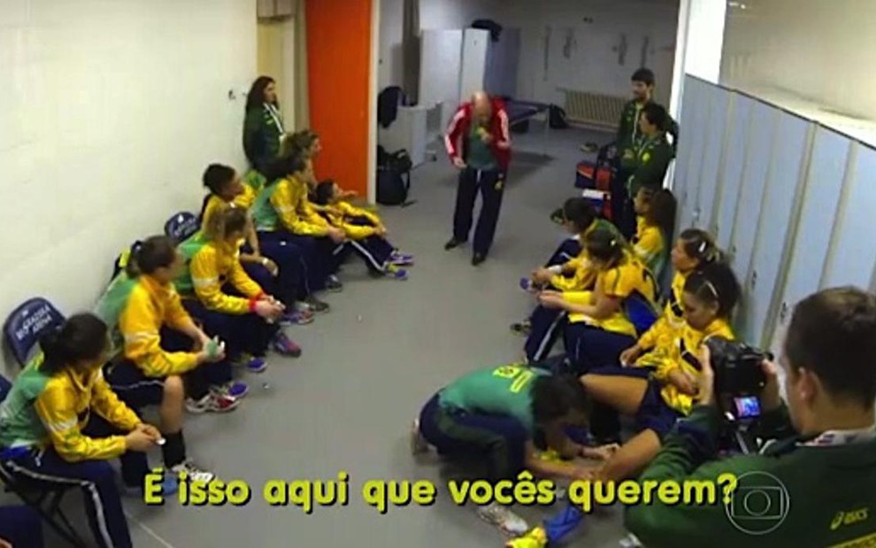 Preleção da seleção brasileira de handebol em vídeo mostrado pelo Esporte Interativo e pela Globo - Reprodução