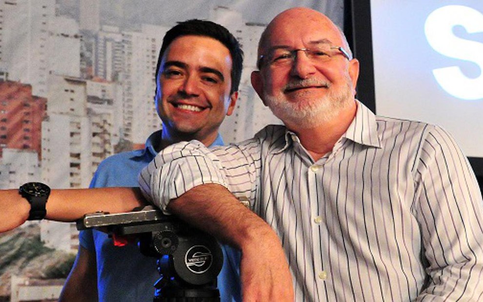 Daniel Ortiz ao lado de Silvio de Abreu durante lançamento de Guerra dos Sexos, em 2012 - João Miguel Júnior/TV Globo