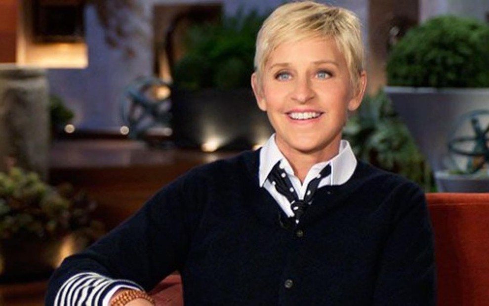 A apresentadora Ellen DeGeneres no estúdio do seu programa, The Elle DeGeneres Show, há 11 anos no ar - Divulgação/Ellen