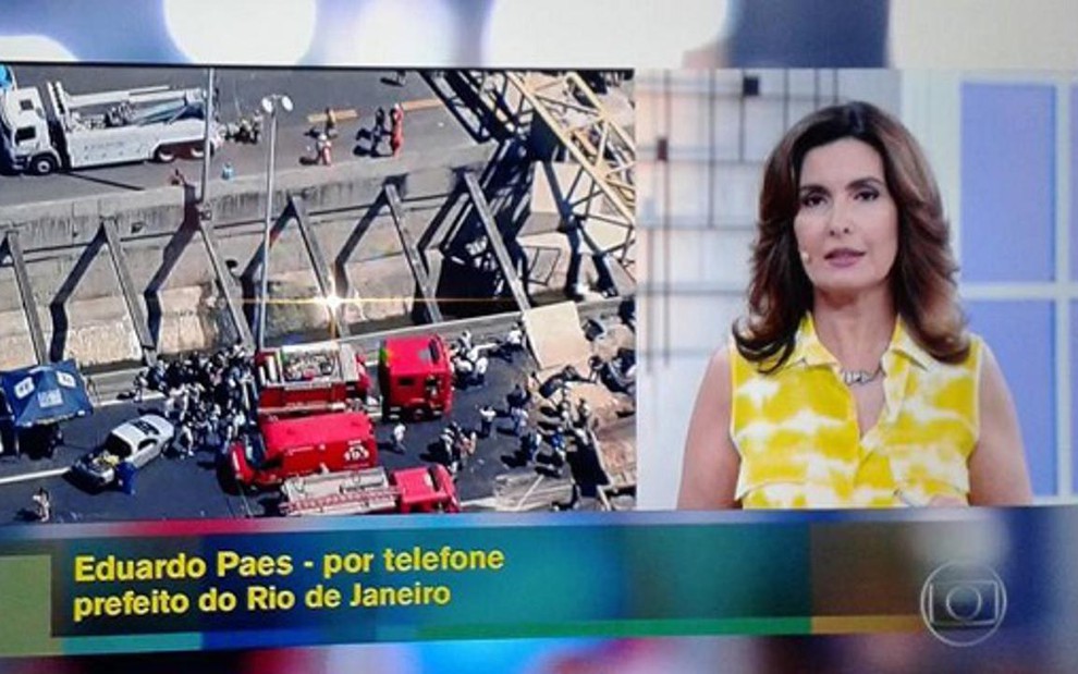 A apresentadora Fátima Bernardes entrevista o prefeito do Rio de Janeiro Eduardo Paes - Reprodução