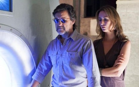 Antonio Calloni (LC) e Sabrina Greve (Angelique) em cena da novela Além do Horizonte, da Globo - Reprodução/TV Globo