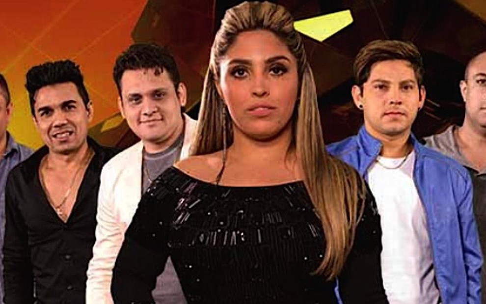 Banda Batidão, que tocou no programa Superstar, na tela do aplicativo para votação, que teve falha - Reprodução