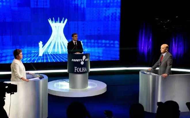 Debate entre Dilma Rousseff e José Serra na Rede TV!, em 2010; emissora reunirá candidatos em agosto - Divulgação/Rede TV!