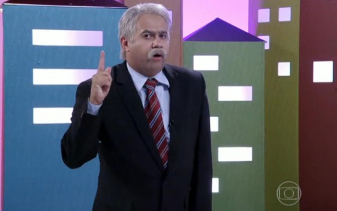 Welder Rodrigues interpreta o apresentador sensacionalista Jorge Beviláqua no humorístico Tá no Ar - Reprodução/TV Globo