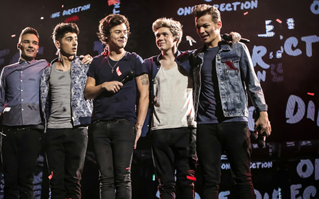  Liam Payne, Zayn Malik, Harry Styles  Niall Horan e Louis Tomlinsone em show do One Direction - Divulgação/TNT