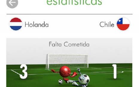 Aplicativo Globo mostra em tempo real estatísticas do jogo Holanda x Chile, pela Copa do Mundo - Reprodução