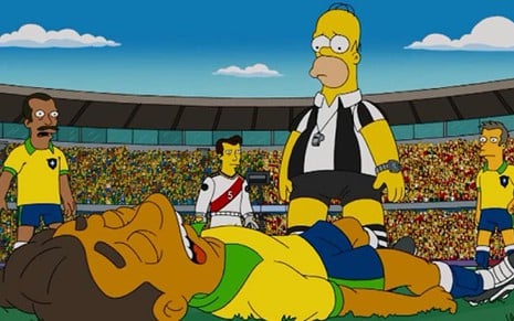 Homer Simpson vê jogador brasileiro caído e não marca pênalti na final da Copa do Mundo - Reprodução/Fox