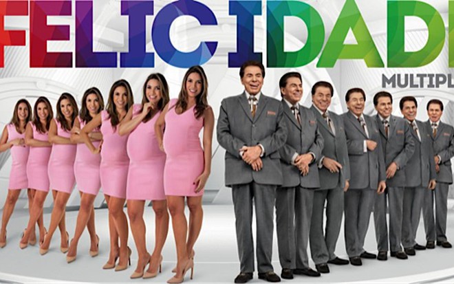 Patricia Abravanel e Silvio Santos em fotomontagem da nova campanha publicitária do SBT - Reprodução