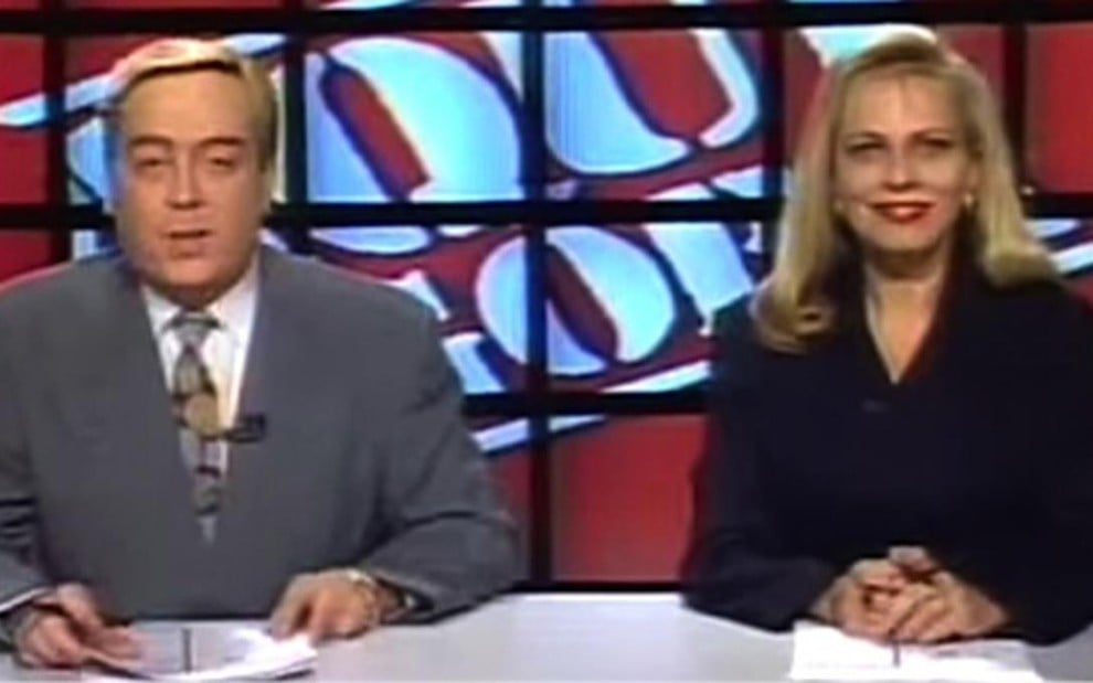Ivo Morganti e Christina Rocha foram apresentadores do Aqui Agora, telejornal popular do SBT, em 1993 - Reprodução