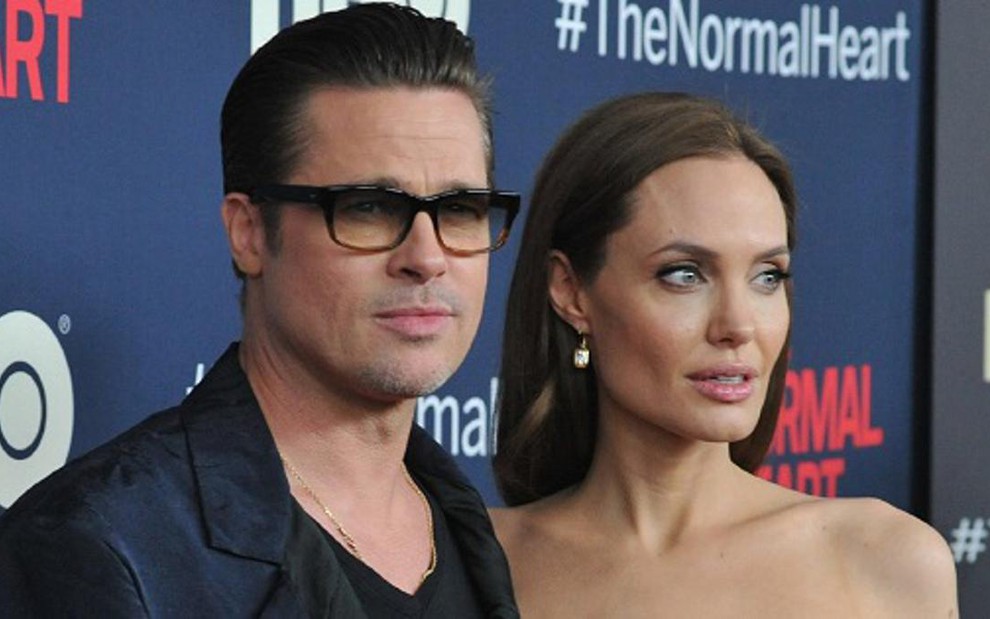 Brad Pitt e Angelina Jolie no lançamento do filme The Normal Heart; atriz presenteou marido com ilha de R$ 45 milhões - Ben Gabbe/Divulgação