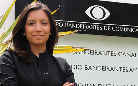 A jornalista Paloma Poeta, irmã de Patrícia Poeta, na sede da Band RS, no início deste ano - Divulgação/Band