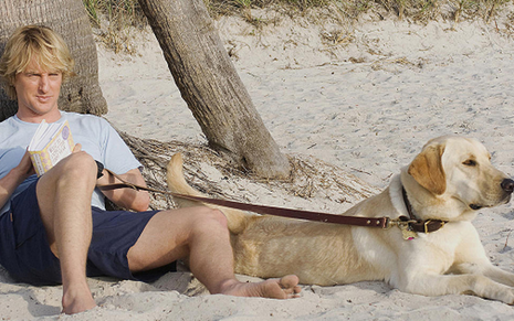 O ator Owen Wilson descansa com o cão labrador Marley no filme Marley & Eu, de 2008 - Divulgação/Fox