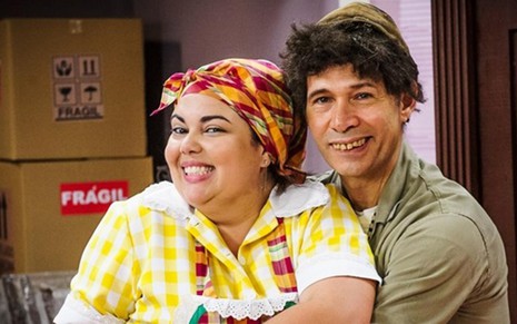 Fabiana Karla e Nelson Freitas em cena de Zorra Total; humorístico registrou a pior audiência do ano - Alex Carvalho/TV Globo