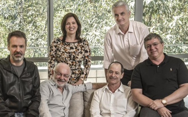 Ricardo Waddington, Silvio de Abreu, Monica Albuquerque, Guel Arraes, Eduardo Figueira e Boninho - Renato Rocha Miranda/TV Globo