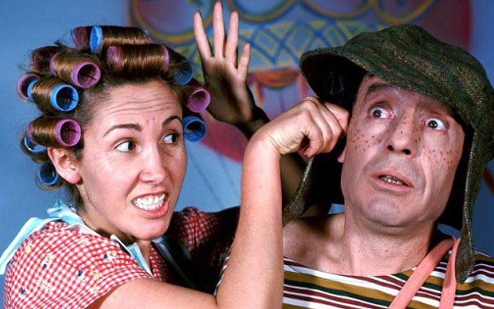 Florinda Meza (Dona Florinda) e Roberto Gómez Bolaños (Chaves); comediante morreu em 28 de novembro - Divulgação