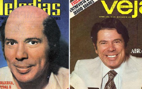 Silvio Santos nas capas das revistas Melodia e Veja: curiosidade do público aumentou nos anos 1970 - Reprodução