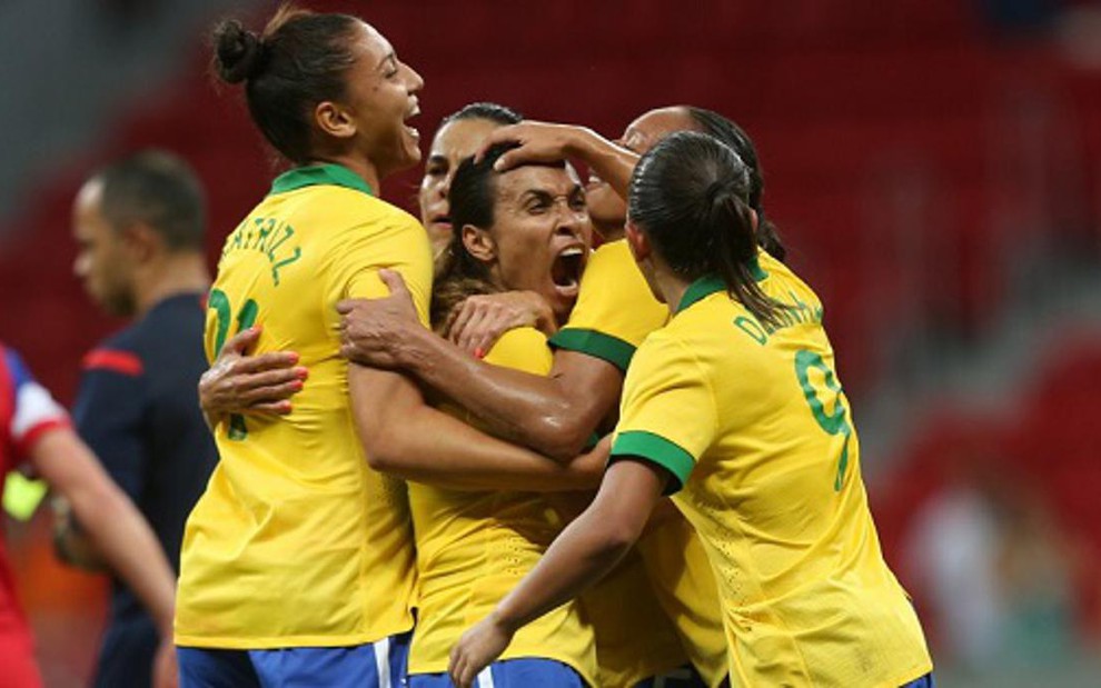 Marta celebra gol contra os EUA no domingo (14); jogo teve mais ibope do que futebol masculino na Band - Divulgação/CBF