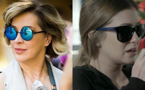 Óculos de Samantha (Claudia Raia), da Ótica Ventura, e de Maria Isis (Marina Ruy Barbosa), da Via Lorran - Reprodução/TV Globo