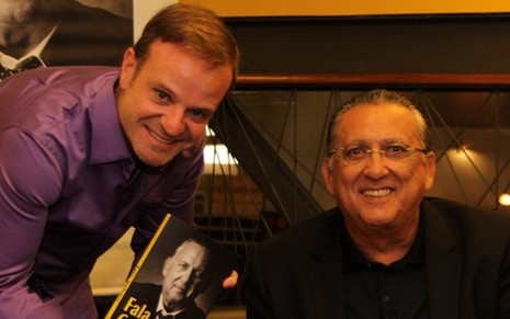 Rubens Barrichello e Galvão Bueno no lançamento do livro Fala, Galvão, em São Paulo - AGNEWS