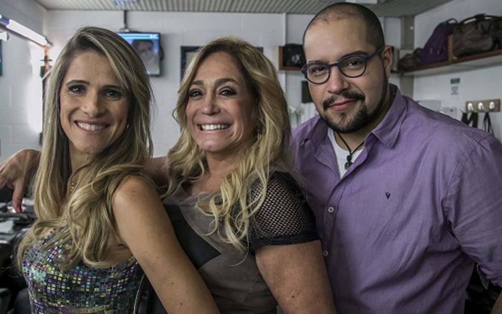 Ingrid Guimarães, Susana Vieira e Tiago Abravanel em intervalo de gravação de Chapa Quente - Paulo Belote/TV Globo